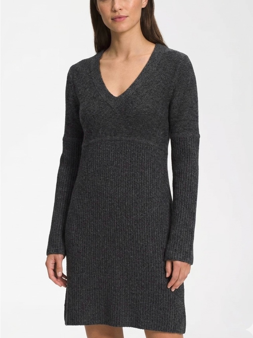 The North Face Saguaro V-Neck Sweater Dress Gray S Gorpcore Elevated Casual